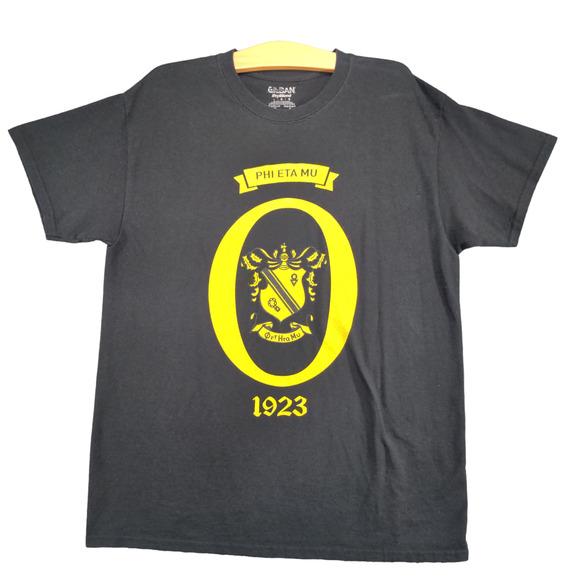 Gildan DryBlend Men's Phi Eta Mu 1923 Graphic T-Shirt Black Large Crew Neck - Picture 1 of 12